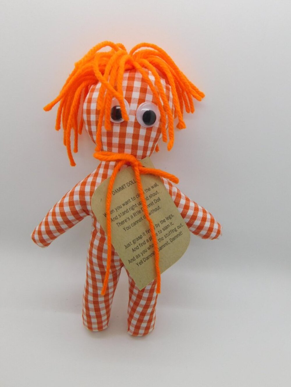 Orange Gingham Dammit Doll
